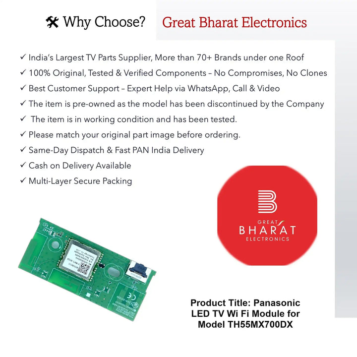 Panasonic LED TV Wi-Fi Module for Model TH55MX700DX - Great Bharat Electronics
