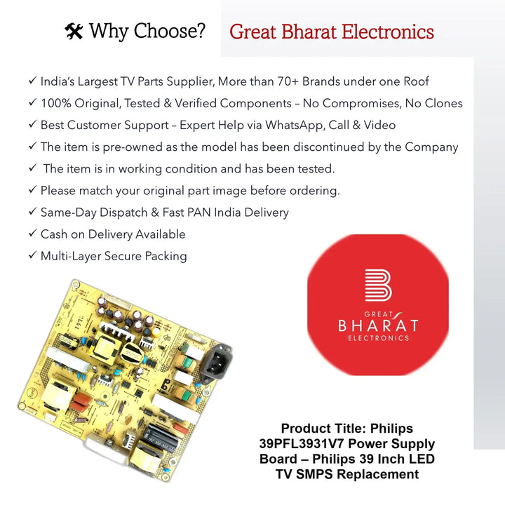 Philips 39PFL3931V7 Power Supply Board – Original Philips 39 Inch LED TV SMPS