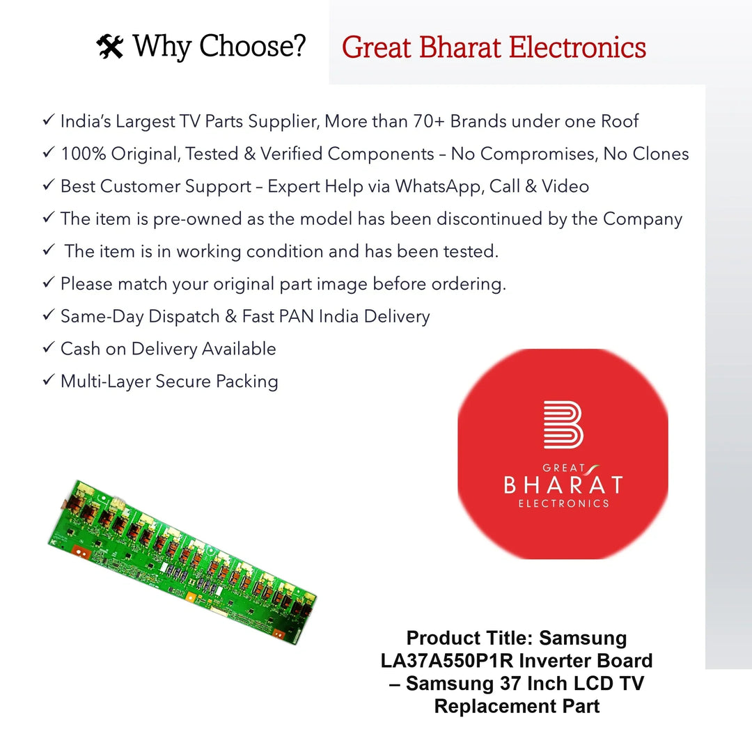 Samsung LA37A550P1R Inverter Board – Original Samsung 37 Inch LCD TV Part - Great Bharat Electronics