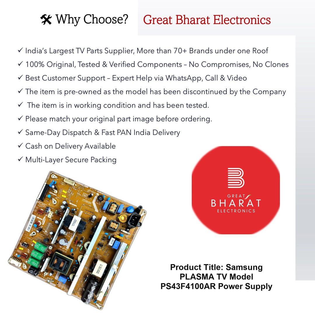 SamsungPLASMATVModelPS43F4100ARPowerSupply_Slide2 - Great Bharat Electronics