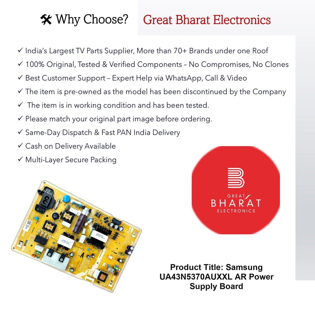 Samsung UA43N5370AUXXL AR Power Supply Board – Original Samsung 43 Inch LED TV SMPS