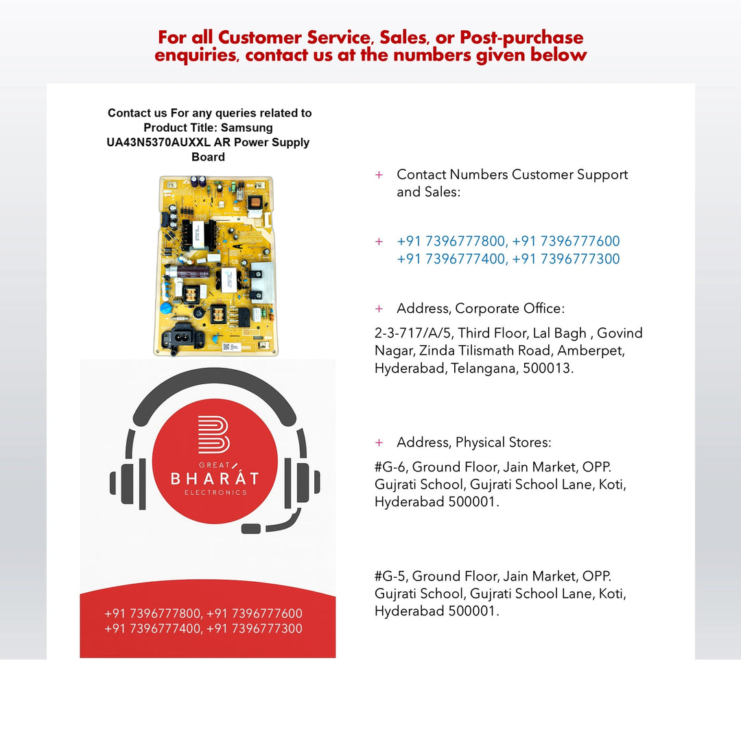 Samsung UA43N5370AUXXL AR Power Supply Board – Original Samsung 43 Inch LED TV SMPS