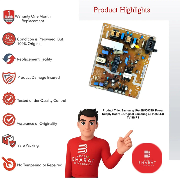 Samsung UA48H5003TK Power Supply Board – Original Samsung 48 Inch LED TV SMPS - Great Bharat Electronics