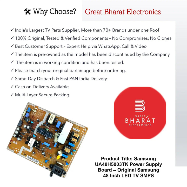 Samsung UA48H5003TK Power Supply Board – Original Samsung 48 Inch LED TV SMPS - Great Bharat Electronics