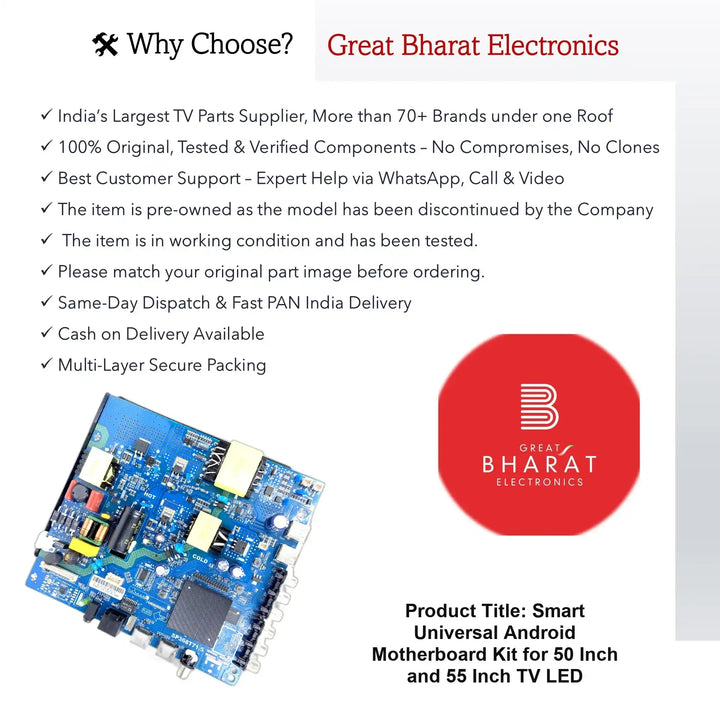 Smart Universal Android Motherboard Kit for 50 Inch and 55 Inch LED TV - Great Bharat Electronics