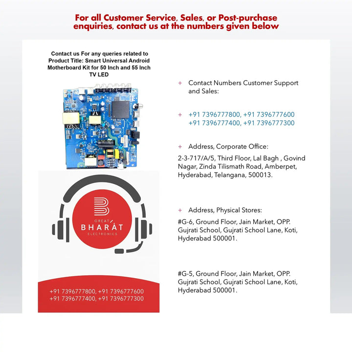 Smart Universal Android Motherboard Kit for 50 Inch and 55 Inch LED TV - Great Bharat Electronics