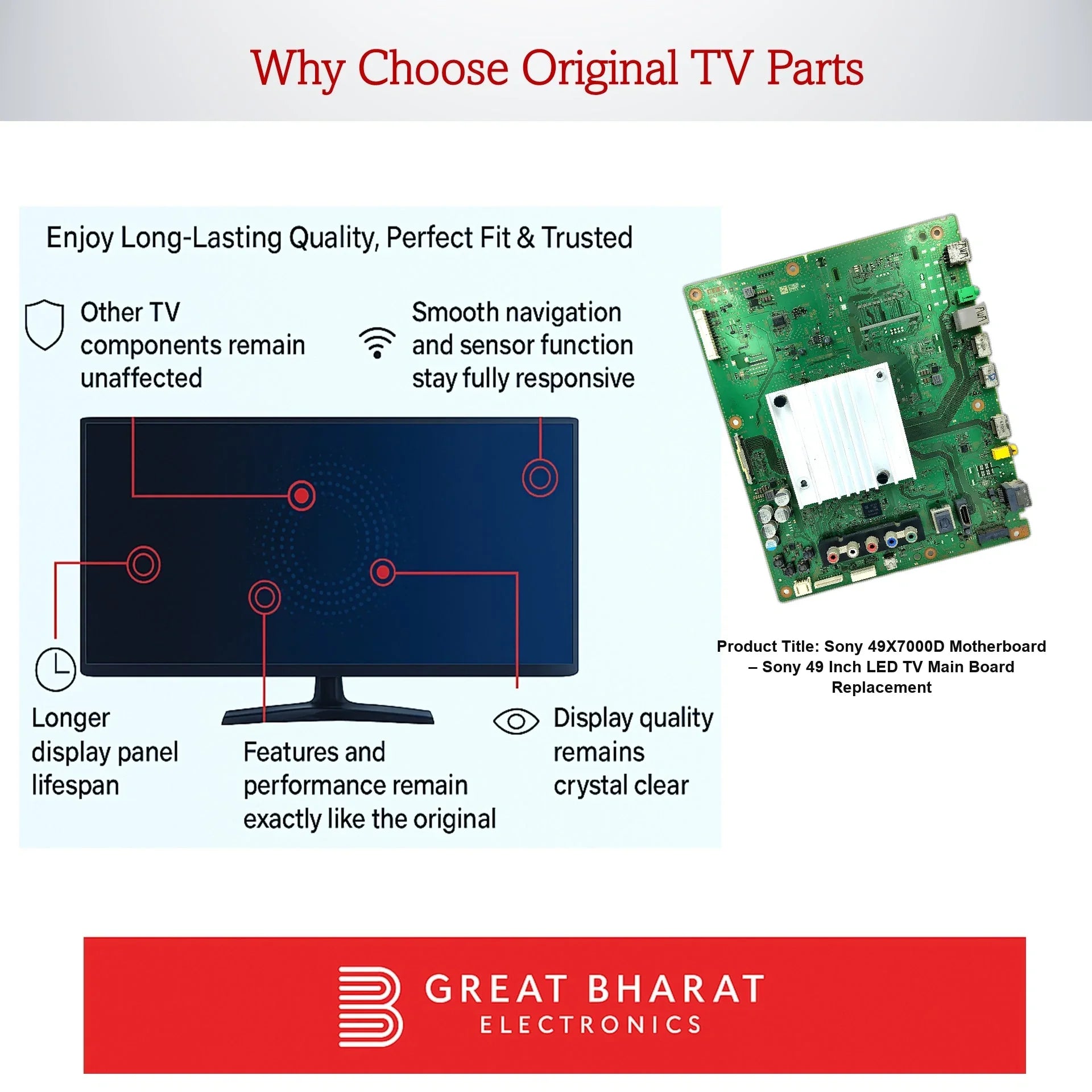 Sony 49X7000D Motherboard – Original Sony 49 Inch LED TV Main Board - Great Bharat Electronics