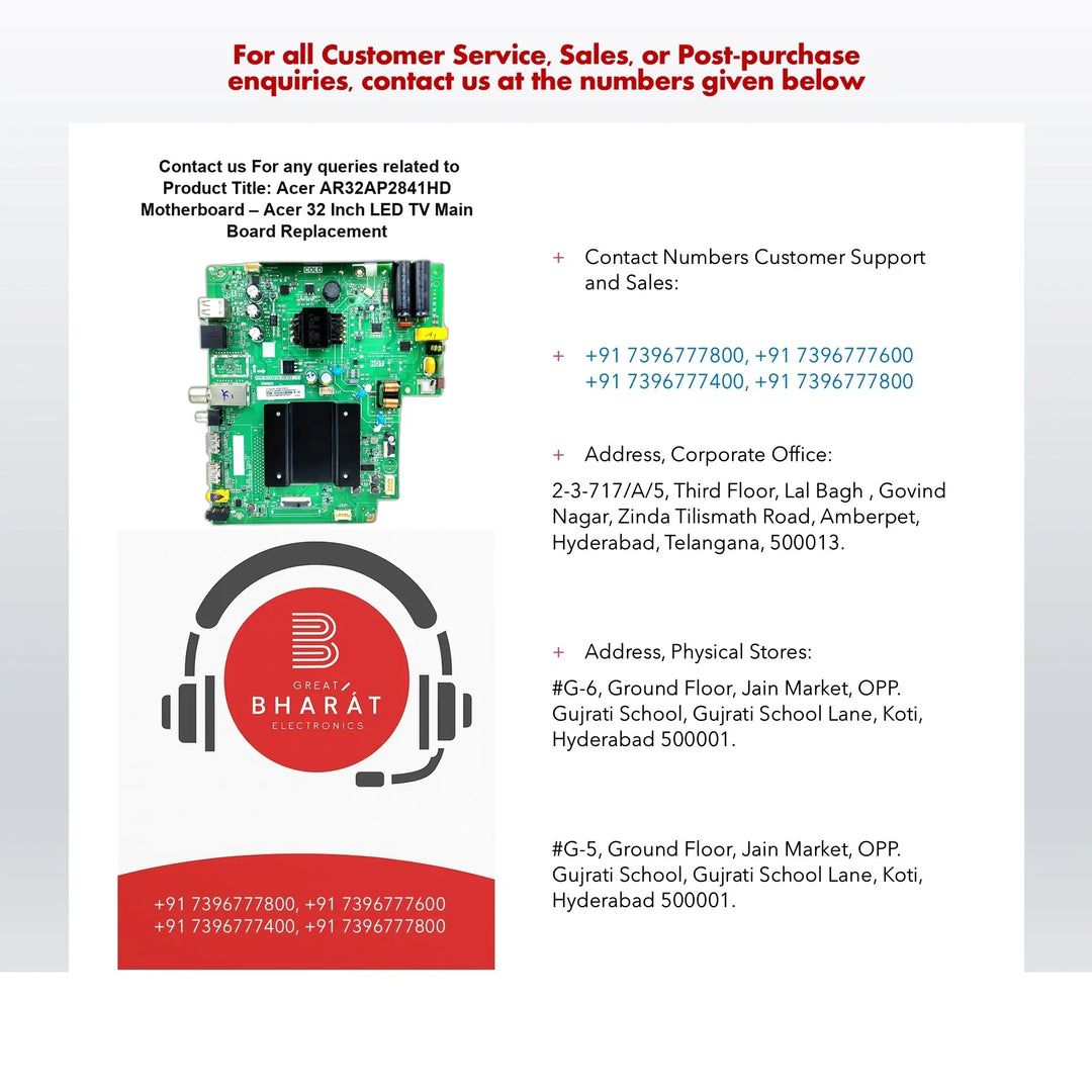 Acer AR32AP2841HD Motherboard – Acer 32 Inch LED TV Main Board Replacement - Great Bharat Electronics