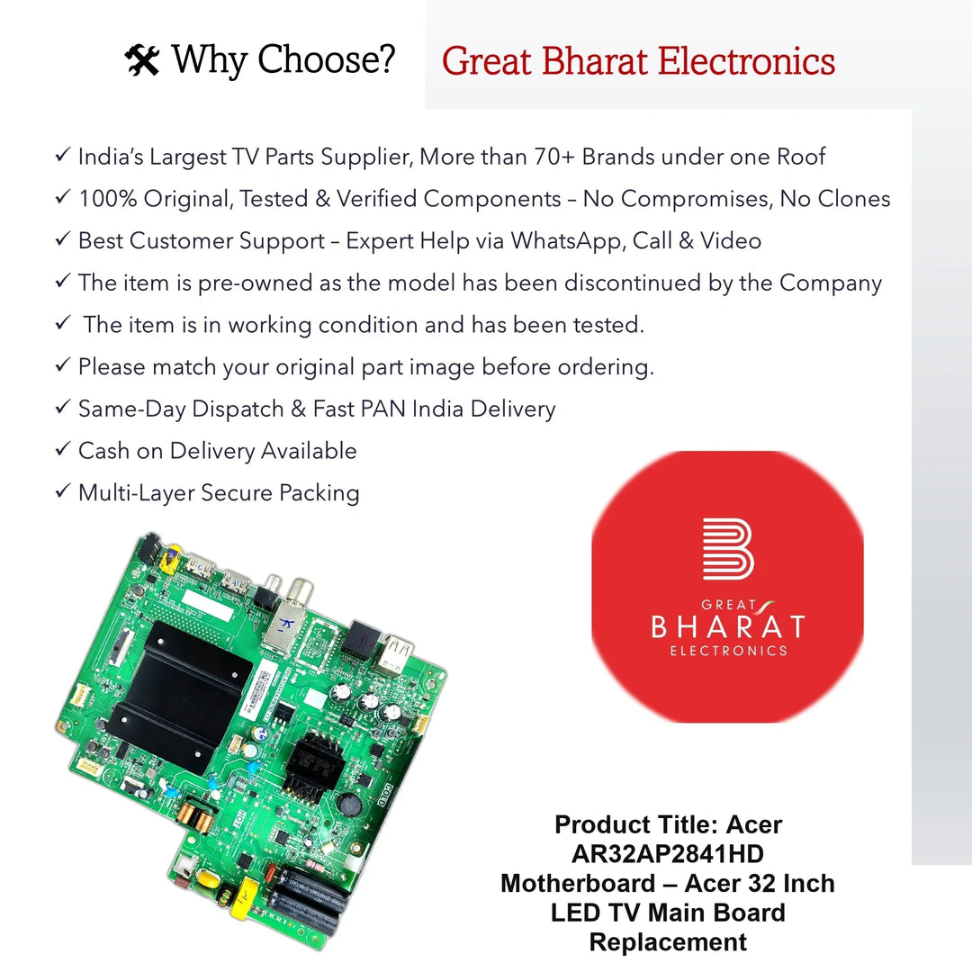 Acer AR32AP2841HD Motherboard – Acer 32 Inch LED TV Main Board Replacement - Great Bharat Electronics