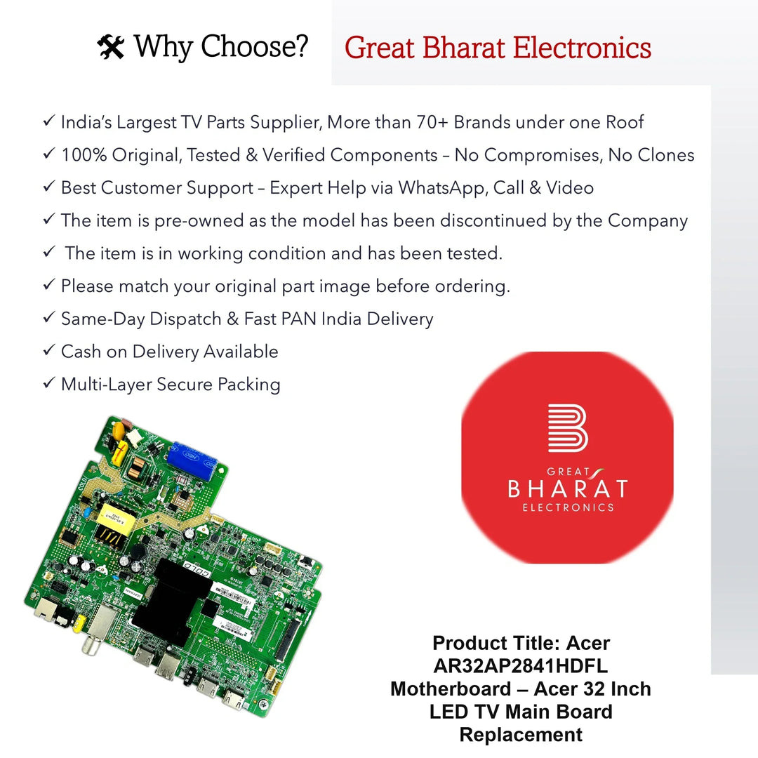 Acer AR32AP2841HDFL Motherboard – Acer 32 Inch LED TV Main Board Replacement - Great Bharat Electronics