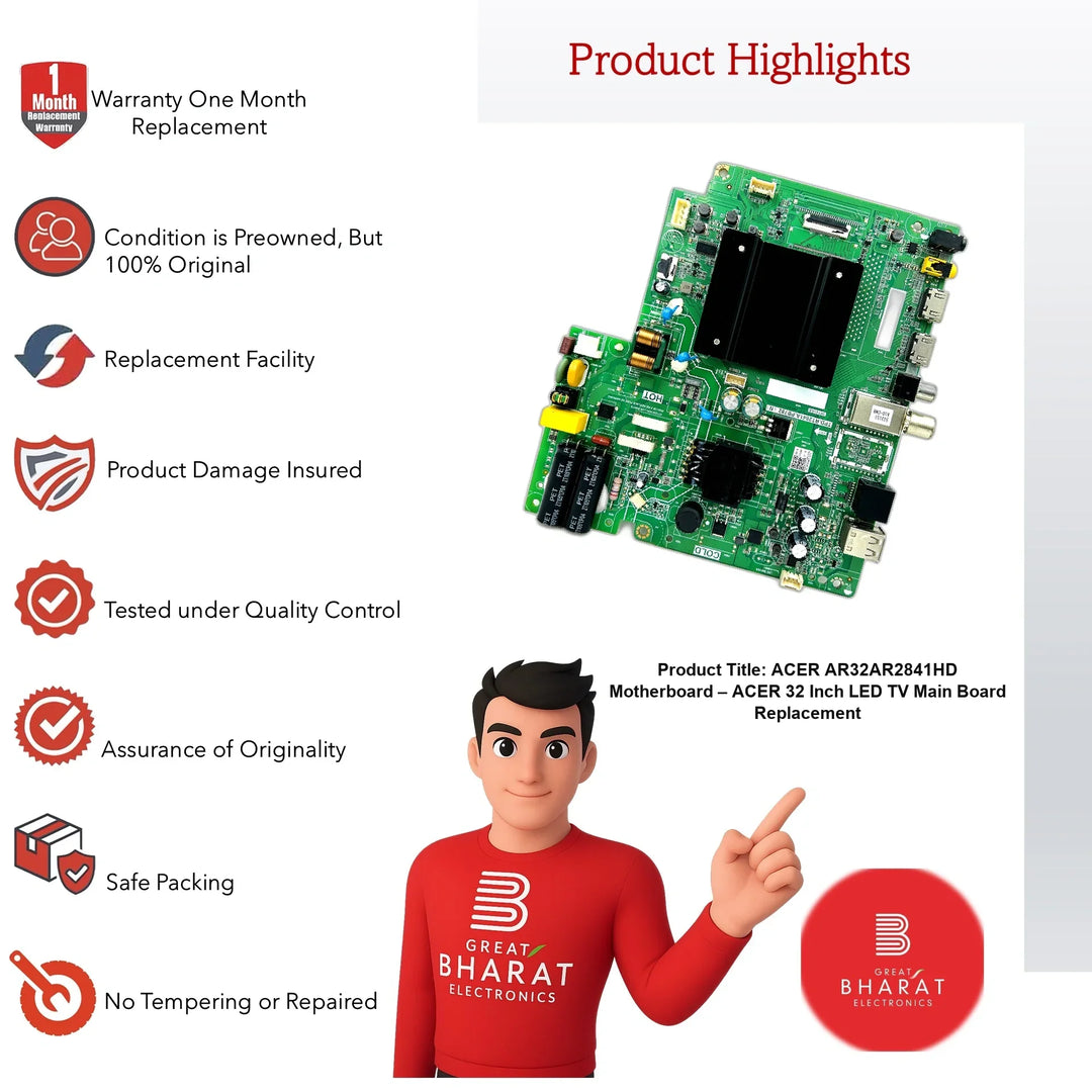 ACER AR32AR2841HD Motherboard – ACER 32 Inch LED TV Main Board Replacement - Great Bharat Electronics