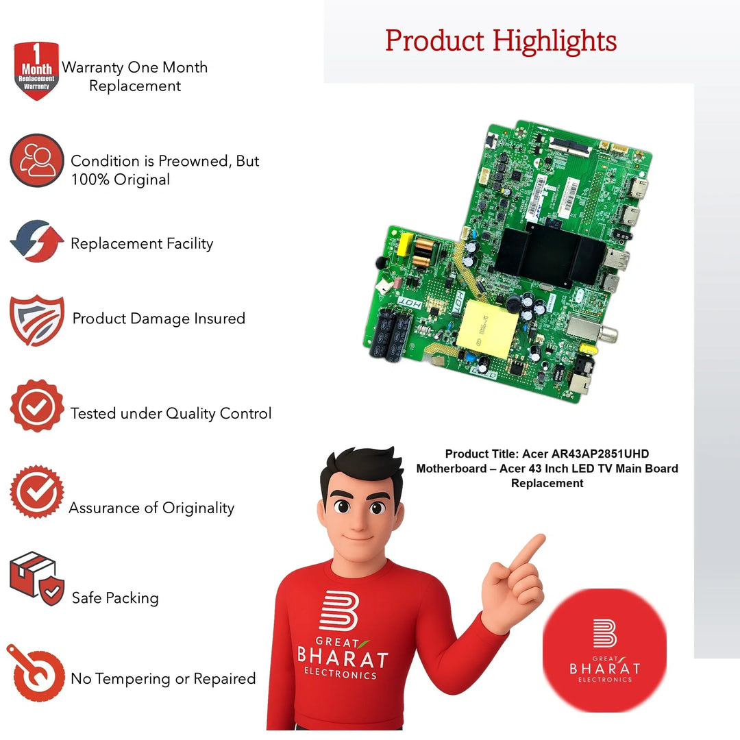 Acer AR43AP2851UHD Motherboard – Acer 43 Inch LED TV Main Board Replacement - Great Bharat Electronics