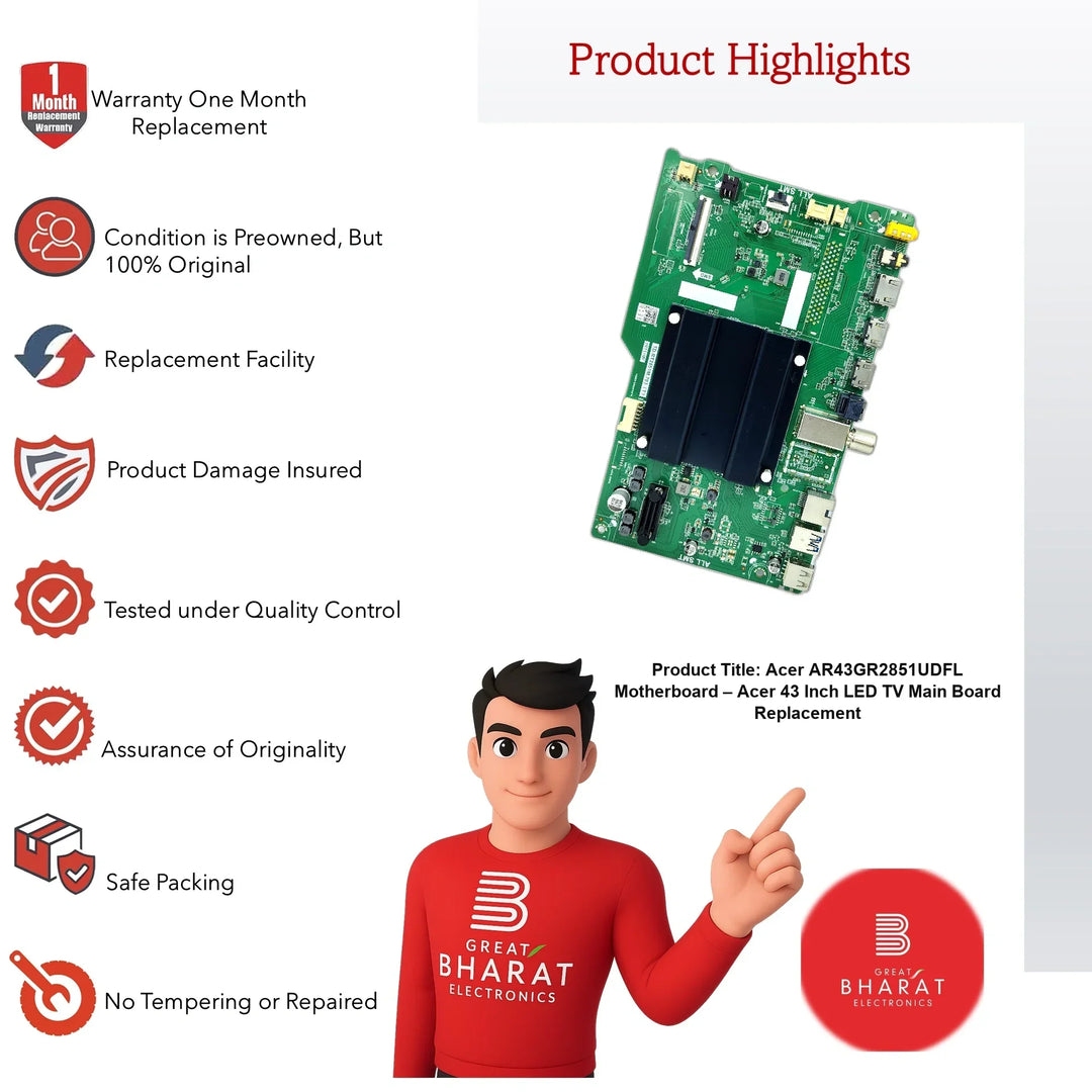 Acer AR43GR2851UDFL Motherboard – Acer 43 Inch LED TV Main Board Replacement - Great Bharat Electronics