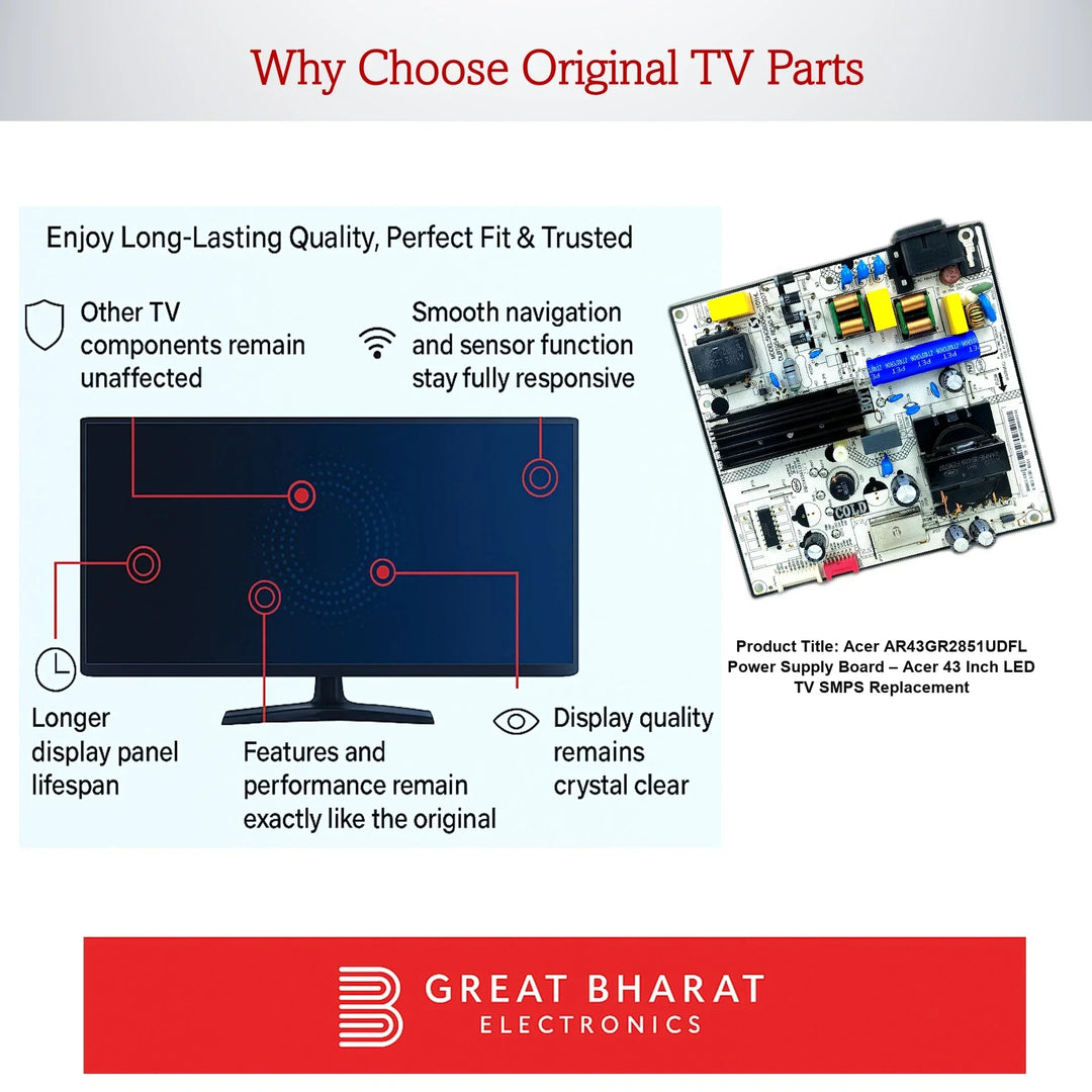 Acer AR43GR2851UDFL Power Supply Board – Acer 43 Inch LED TV SMPS Replacement - Great Bharat Electronics
