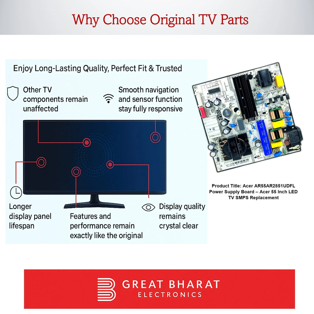 Acer AR55AR2851UDFL Power Supply Board – Acer 55 Inch LED TV SMPS Replacement - Great Bharat Electronics