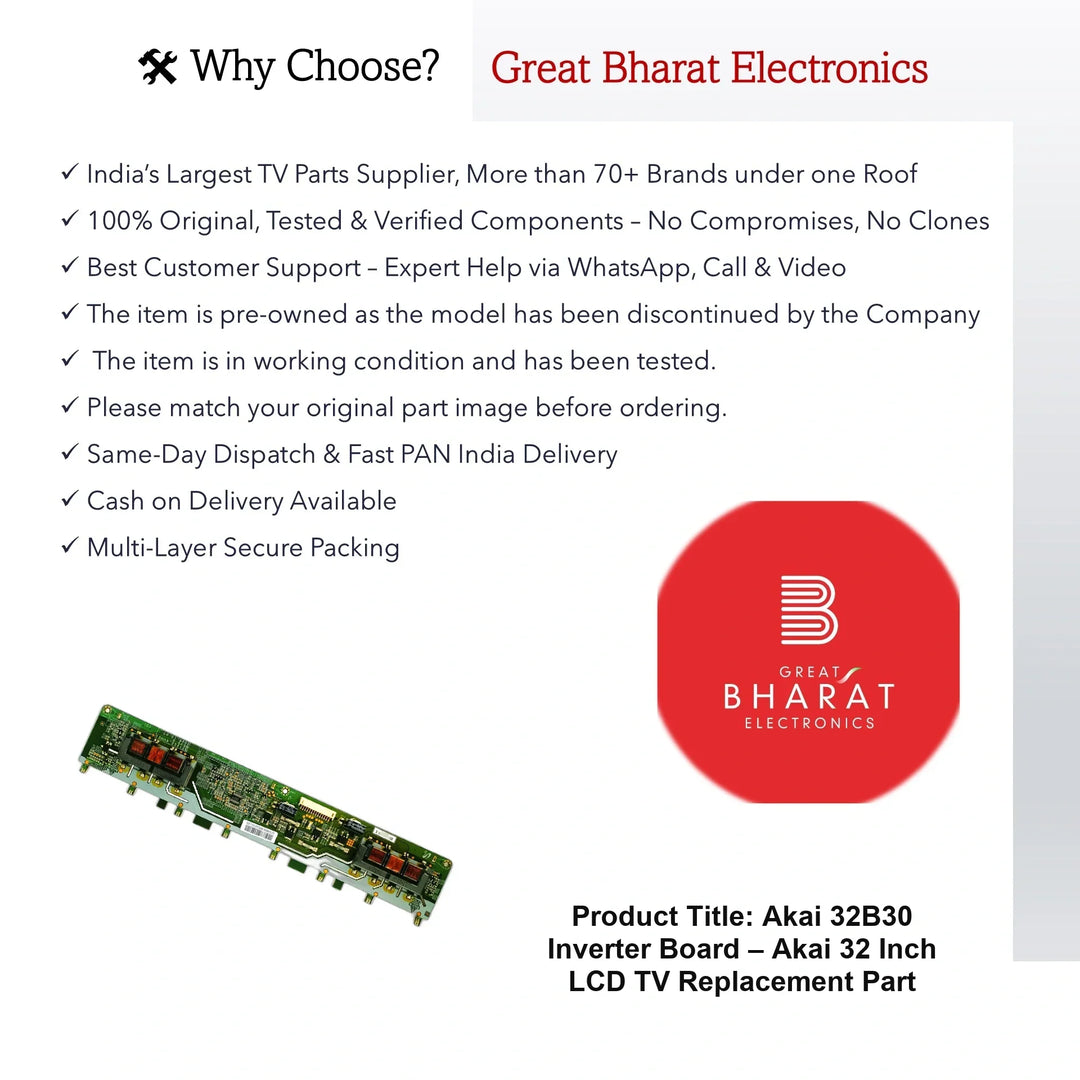 Akai 32B30 Inverter Board – Akai 32 Inch LCD TV Replacement Part - Great Bharat Electronics