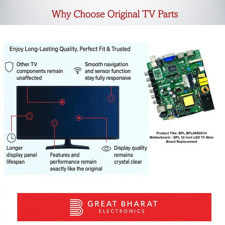BPL BPL080D51H Motherboard – BPL 32 Inch LED TV Main Board Replacement - Great Bharat Electronics
