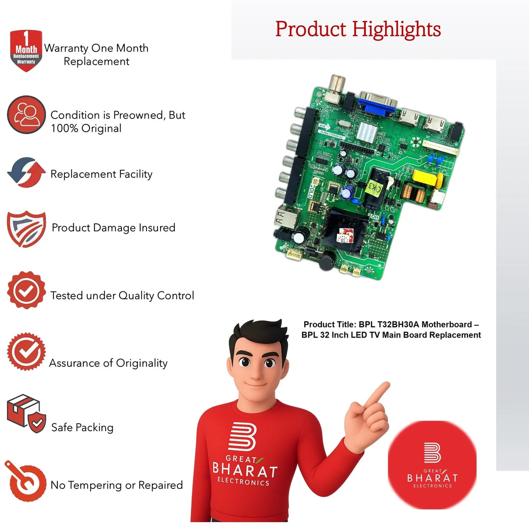 BPL T32BH30A Motherboard – BPL 32 Inch LED TV Main Board Replacement - Great Bharat Electronics