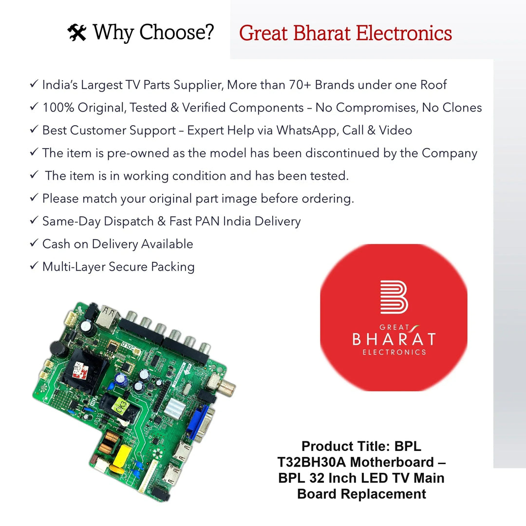 BPL T32BH30A Motherboard – BPL 32 Inch LED TV Main Board Replacement - Great Bharat Electronics