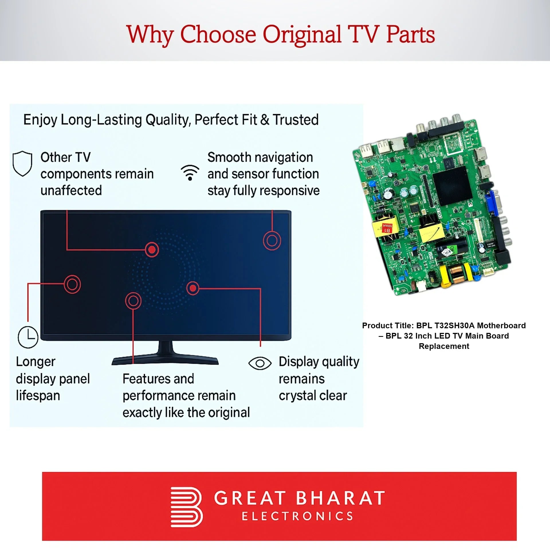 BPL T32SH30A Motherboard – BPL 32 Inch LED TV Main Board Replacement - Great Bharat Electronics