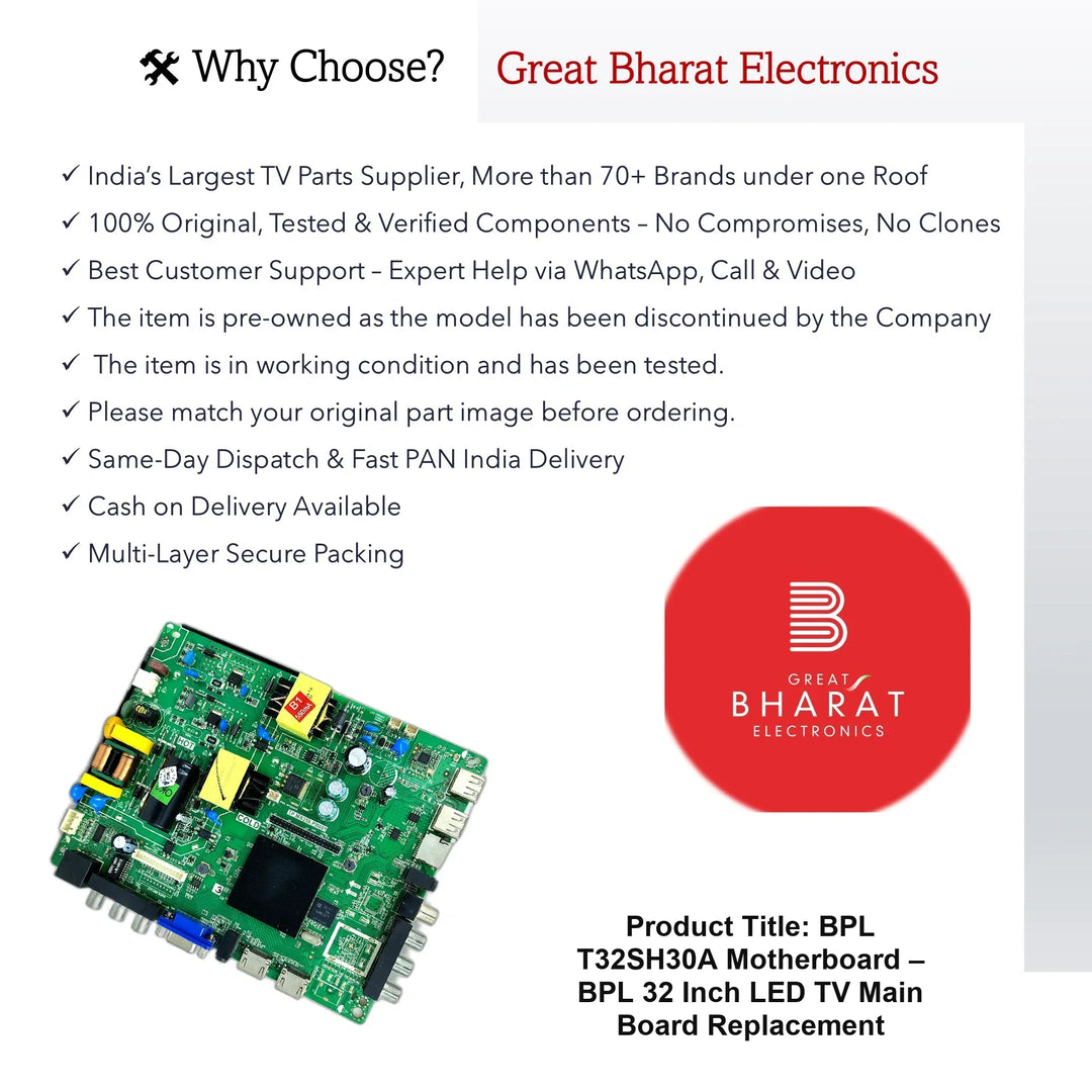 BPL T32SH30A Motherboard – BPL 32 Inch LED TV Main Board Replacement - Great Bharat Electronics