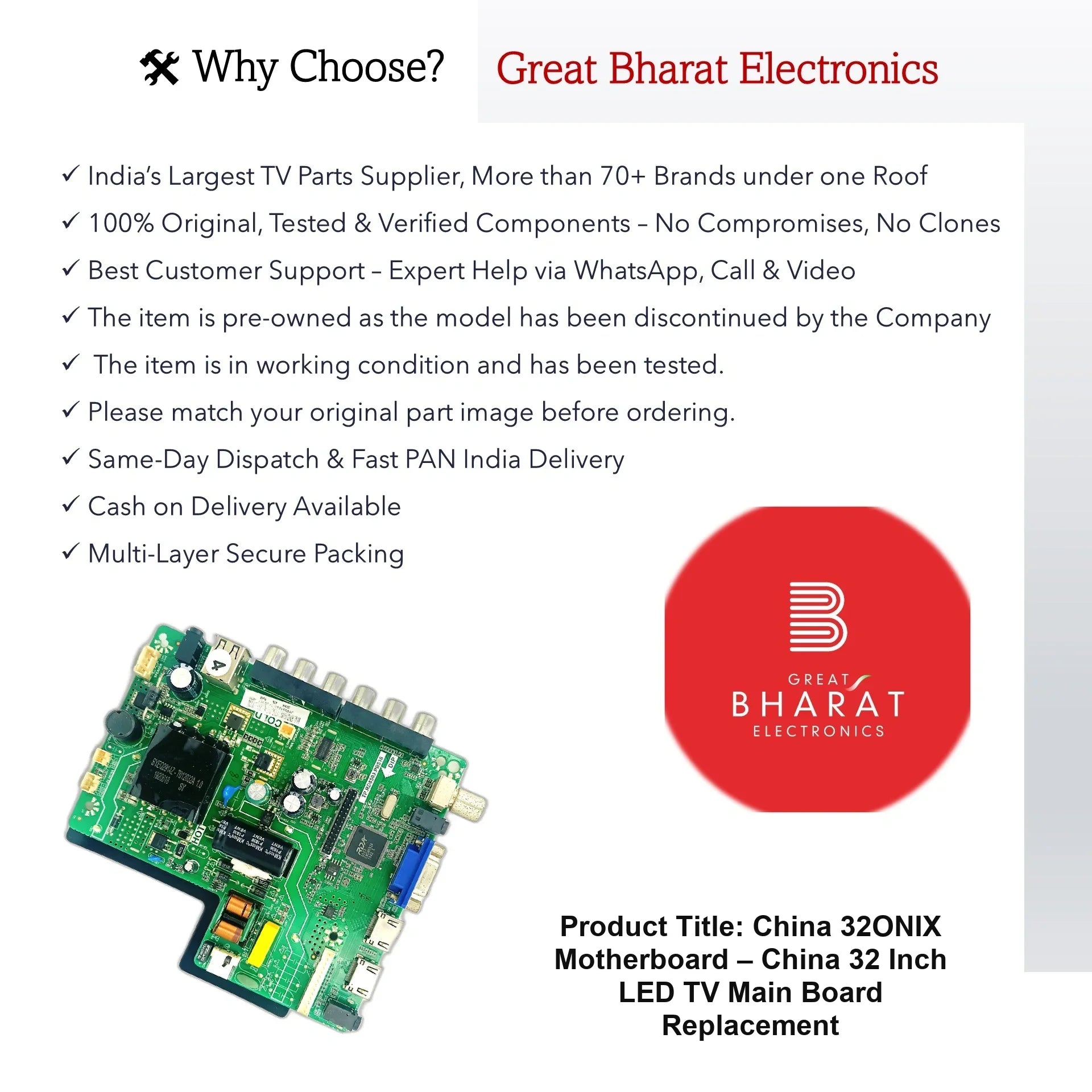 China 32ONIX Motherboard – China 32 Inch LED TV Main Board Replacement - Great Bharat Electronics