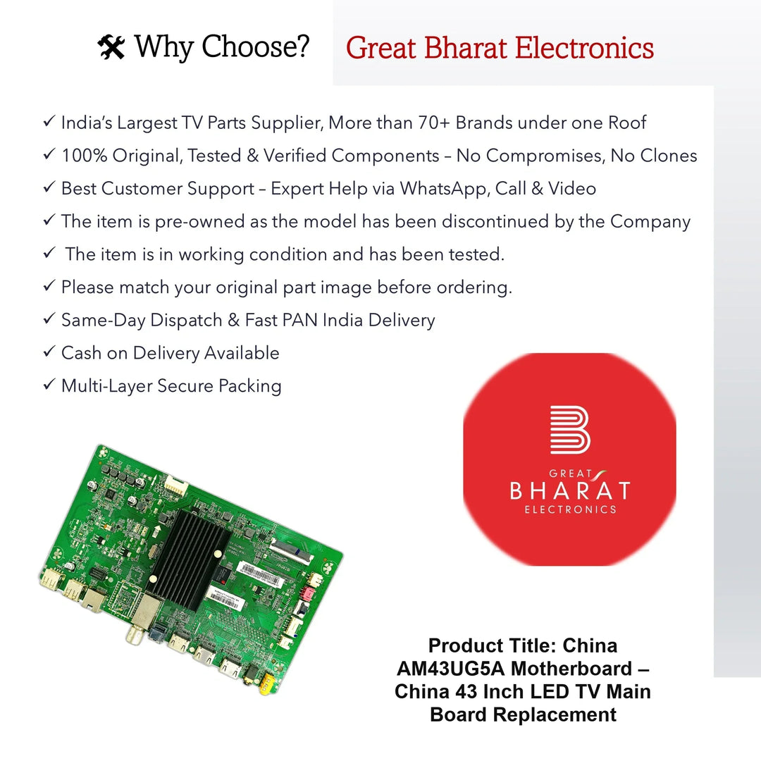 China AM43UG5A Motherboard – China 43 Inch LED TV Main Board Replacement - Great Bharat Electronics