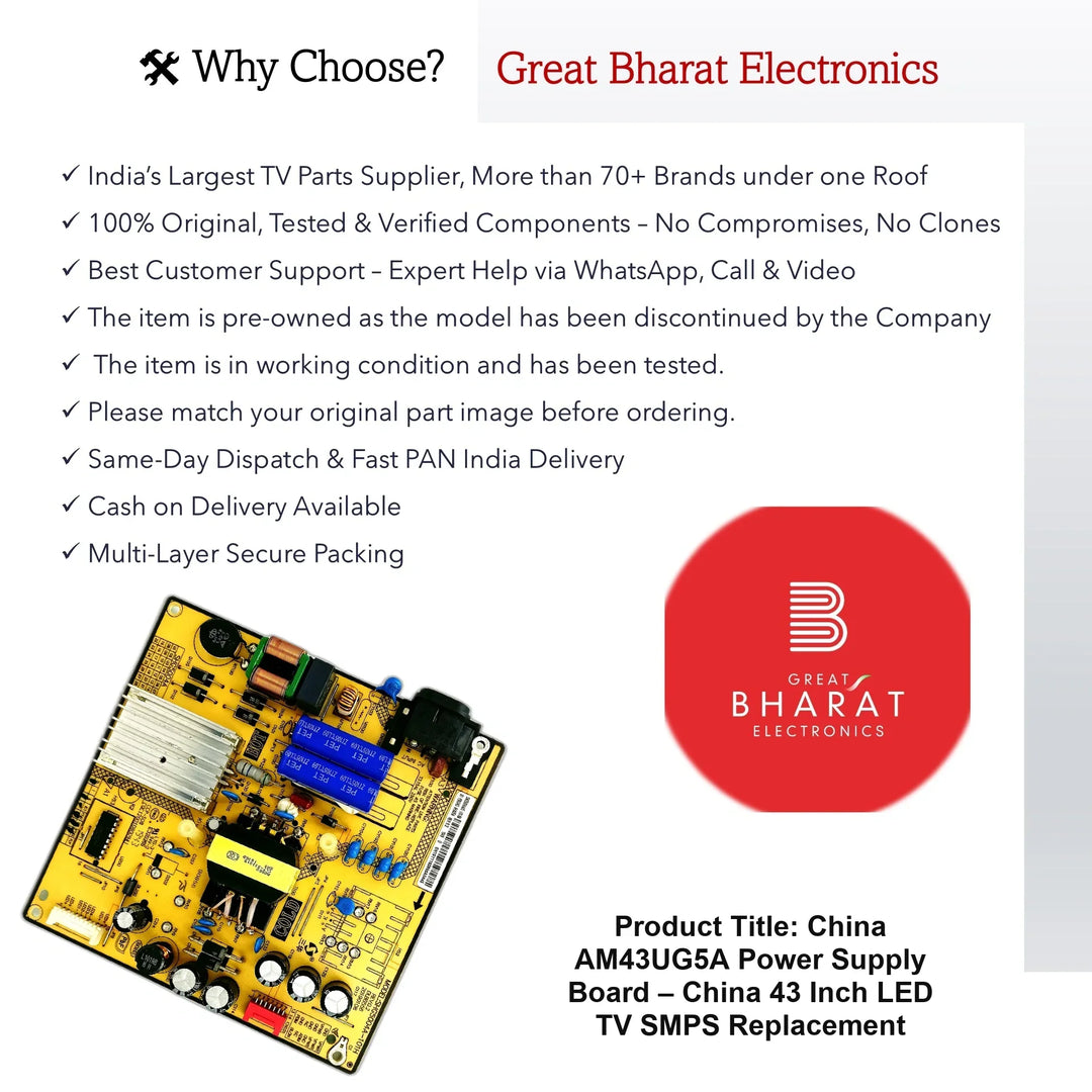 China AM43UG5A Power Supply Board – China 43 Inch LED TV SMPS Replacement - Great Bharat Electronics