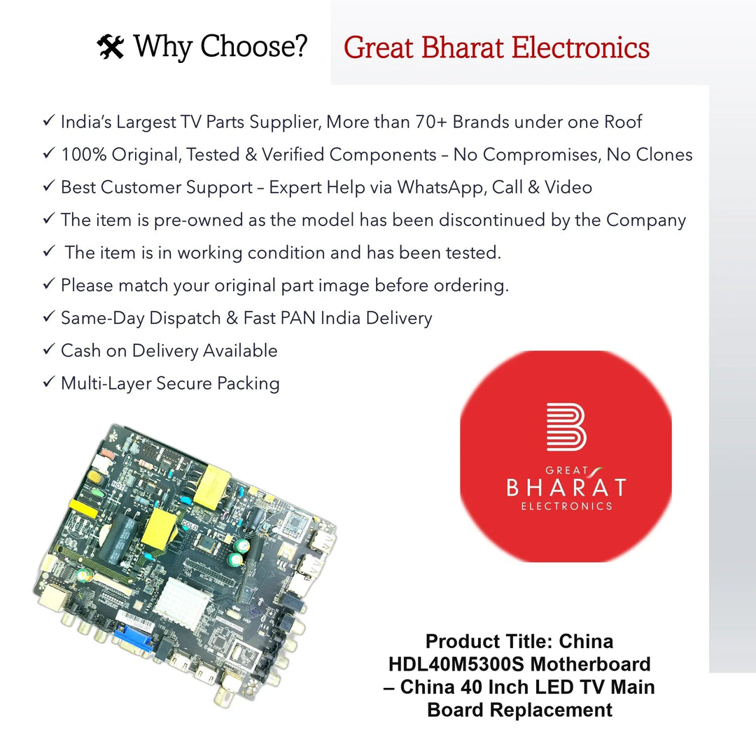 China HDL40M5300S Motherboard – China 40 Inch LED TV Main Board Replacement - Great Bharat Electronics