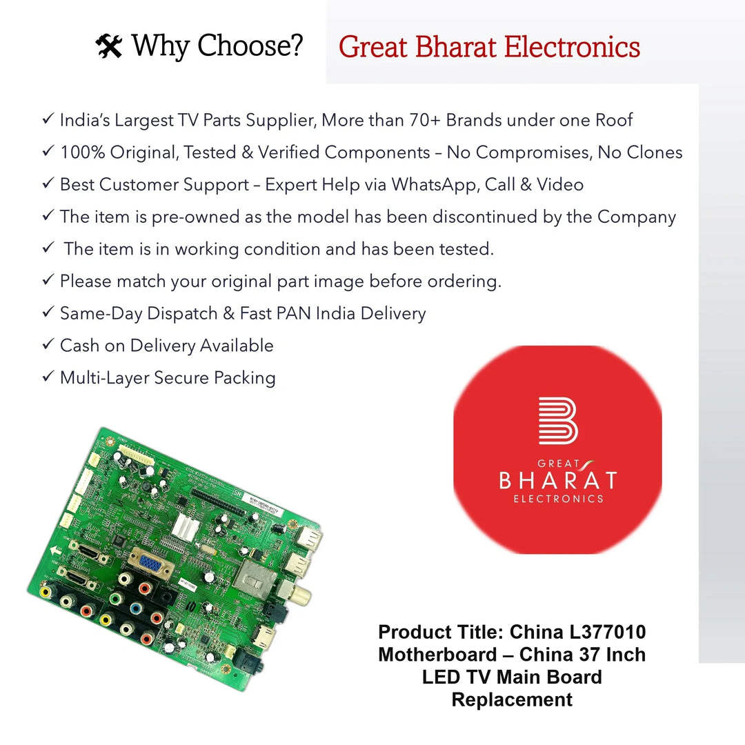 China L377010 Motherboard – China 37 Inch LED TV Main Board Replacement - Great Bharat Electronics
