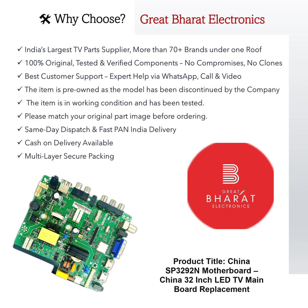 China SP3292N Motherboard – China 32 Inch LED TV Main Board Replacement - Great Bharat Electronics