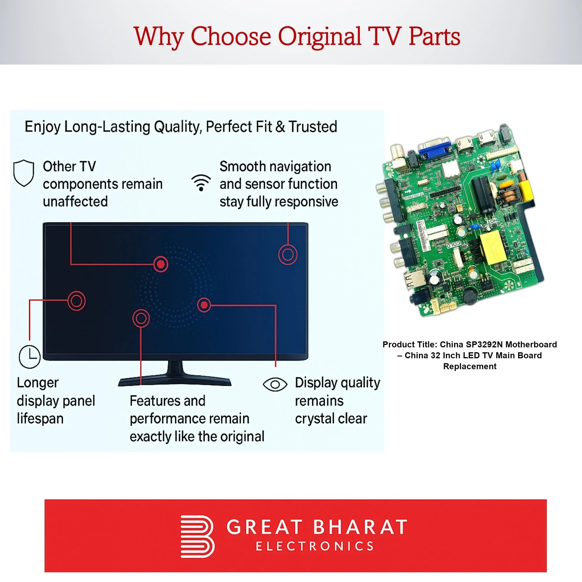 China SP3292N Motherboard – China 32 Inch LED TV Main Board Replacement - Great Bharat Electronics