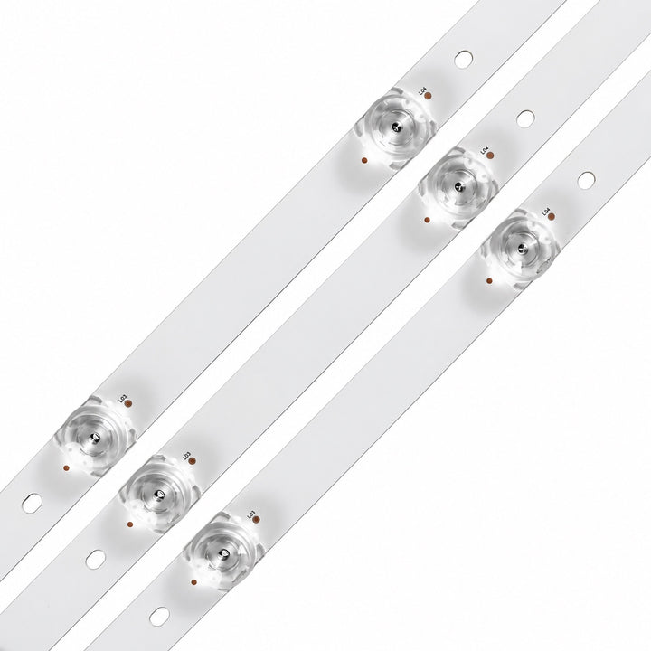 Croma CREL7349 LED backlight strips close-up showing LED lenses and mounting holes