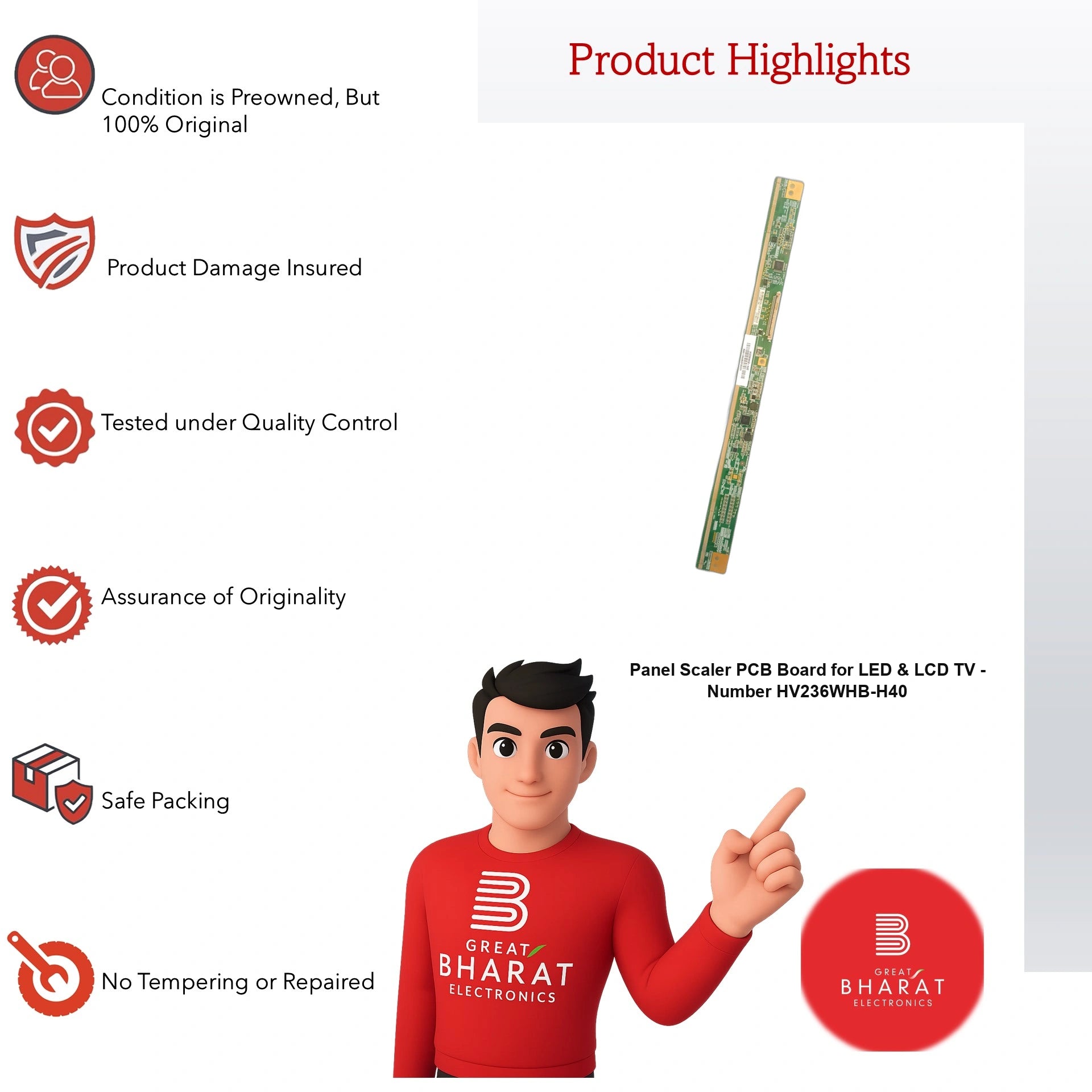 PCB Number HV236WHB-H40 LED TV Panel PCB Board, LED TV Scaler PCB Board