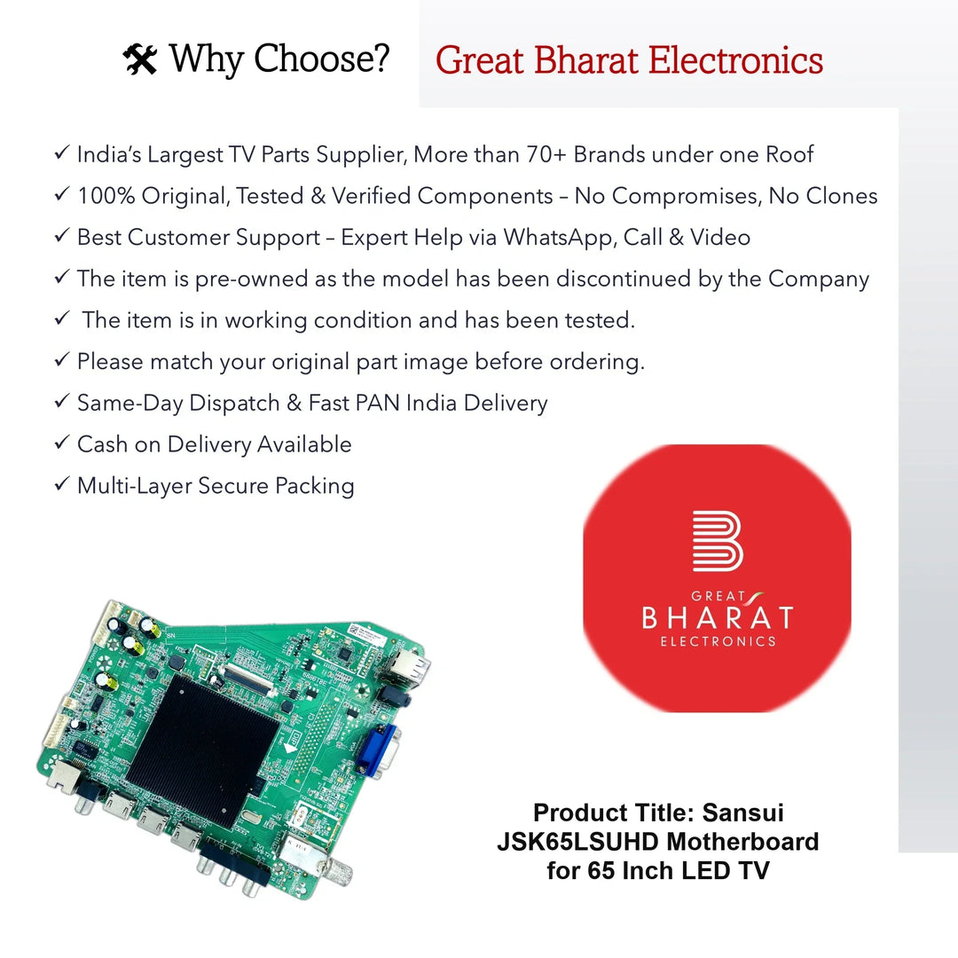 Sansui JSK65LSUHD Motherboard for 65 Inch LED TV - Great Bharat Electronics