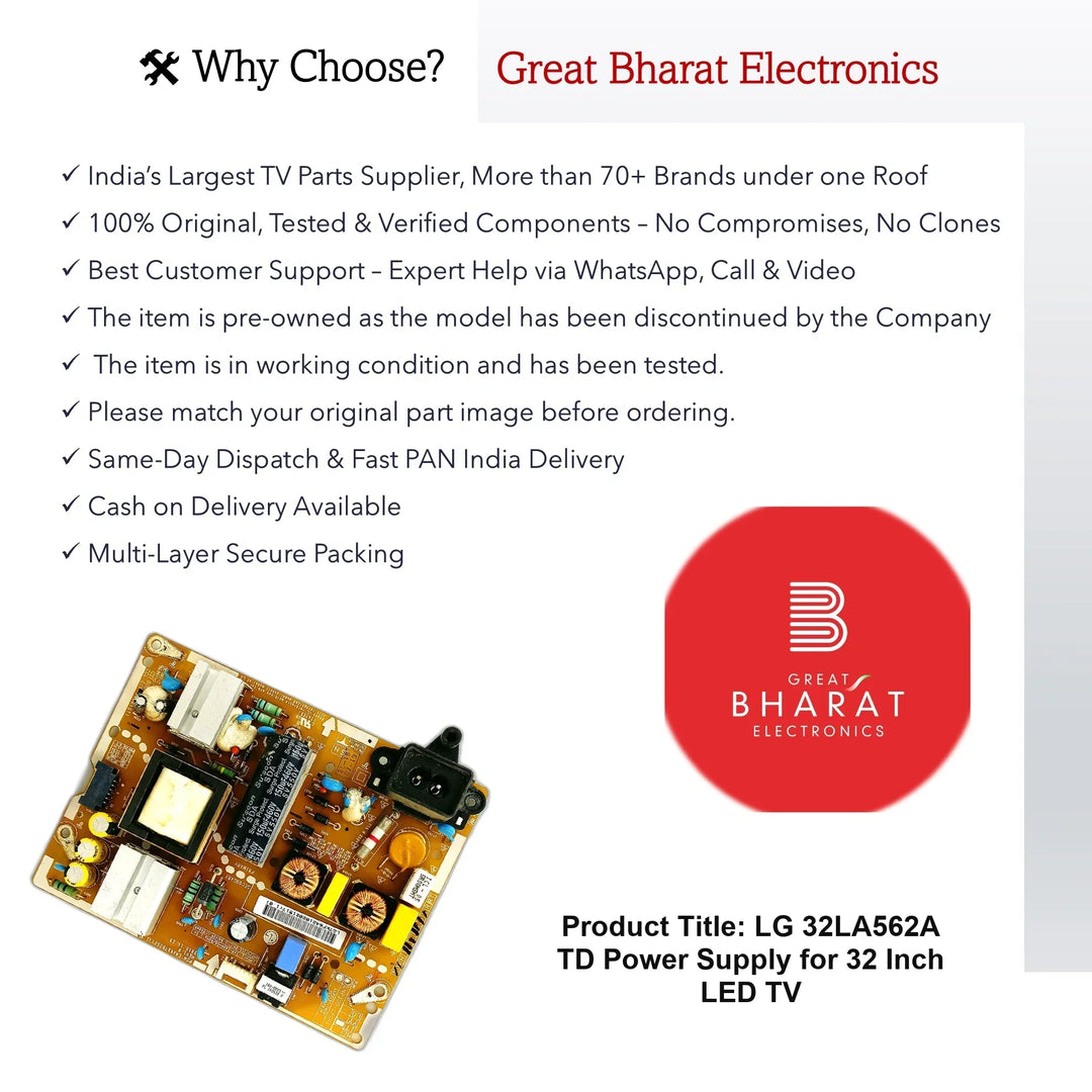 LG 32LA562A-TD Power Supply for 32 Inch LED TV - Great Bharat Electronics