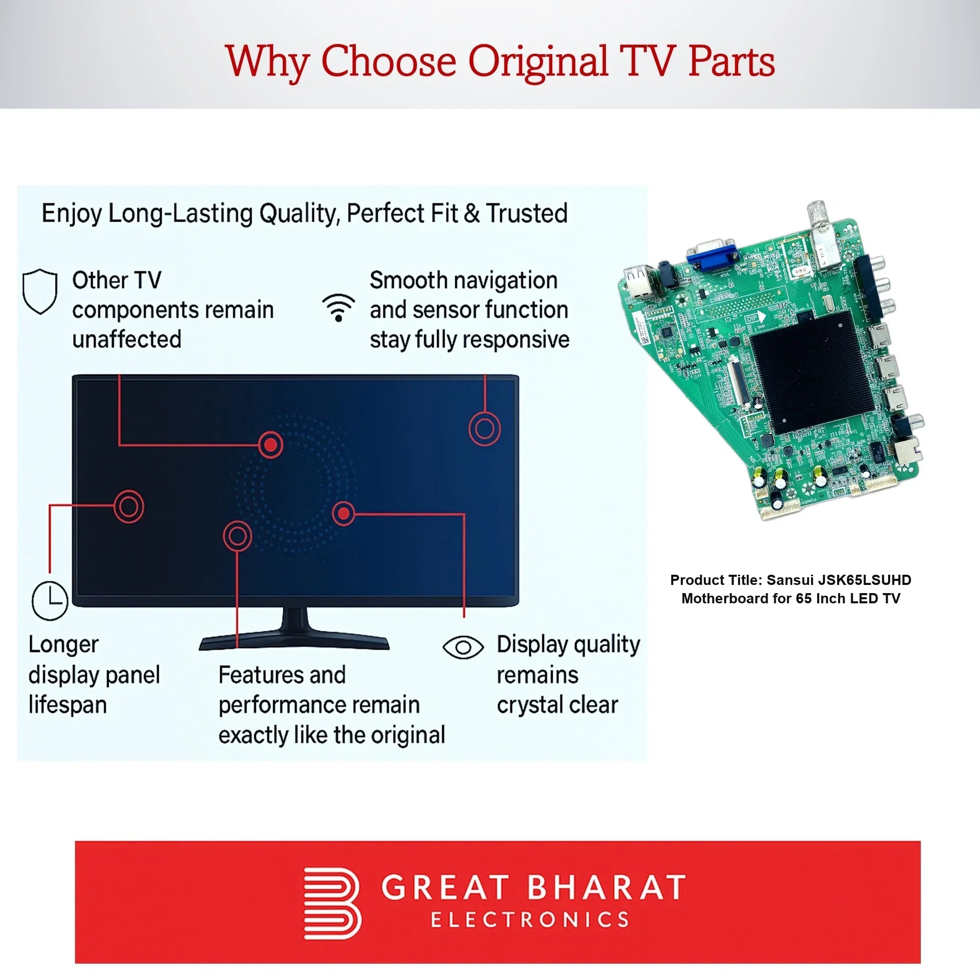 Sansui JSK65LSUHD Motherboard for 65 Inch LED TV - Great Bharat Electronics