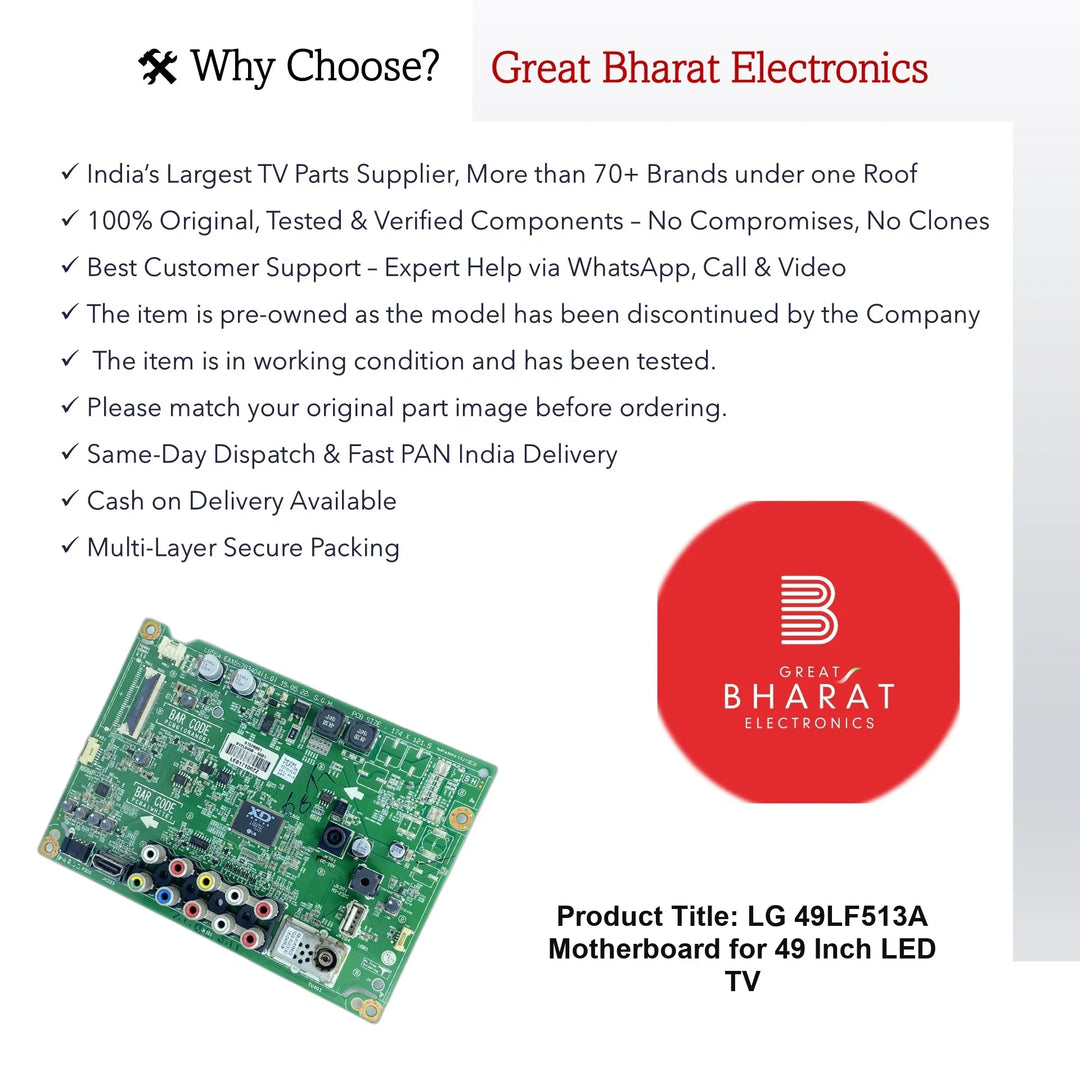 LG 49LF513A Motherboard for 49 Inch LED TV - Great Bharat Electronics