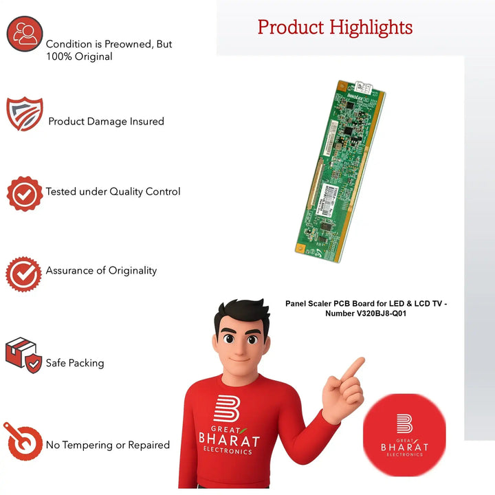 PCB क्रमांक V320BJ8-Q01 LED TV पॅनेल PCB मंडळ, LED TV स्केलर PCB मंडळ