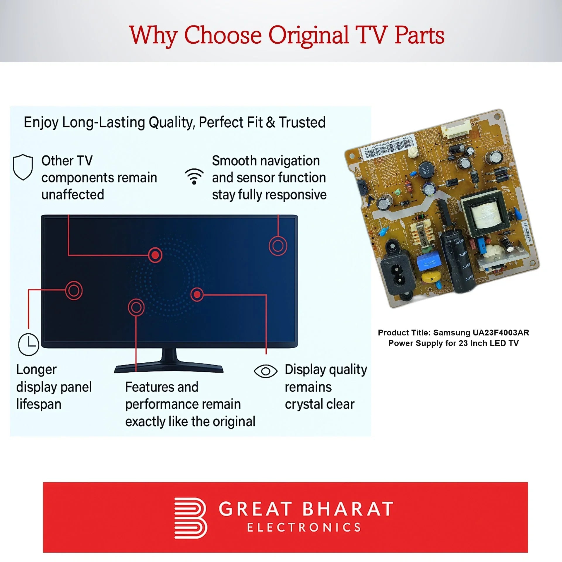 Samsung UA23F4003AR Power Supply for 23 Inch LED TV - Great Bharat Electronics
