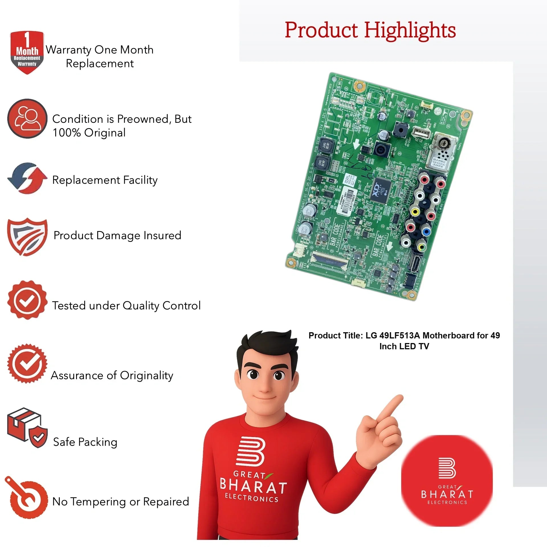 LG 49LF513A Motherboard for 49 Inch LED TV - Great Bharat Electronics