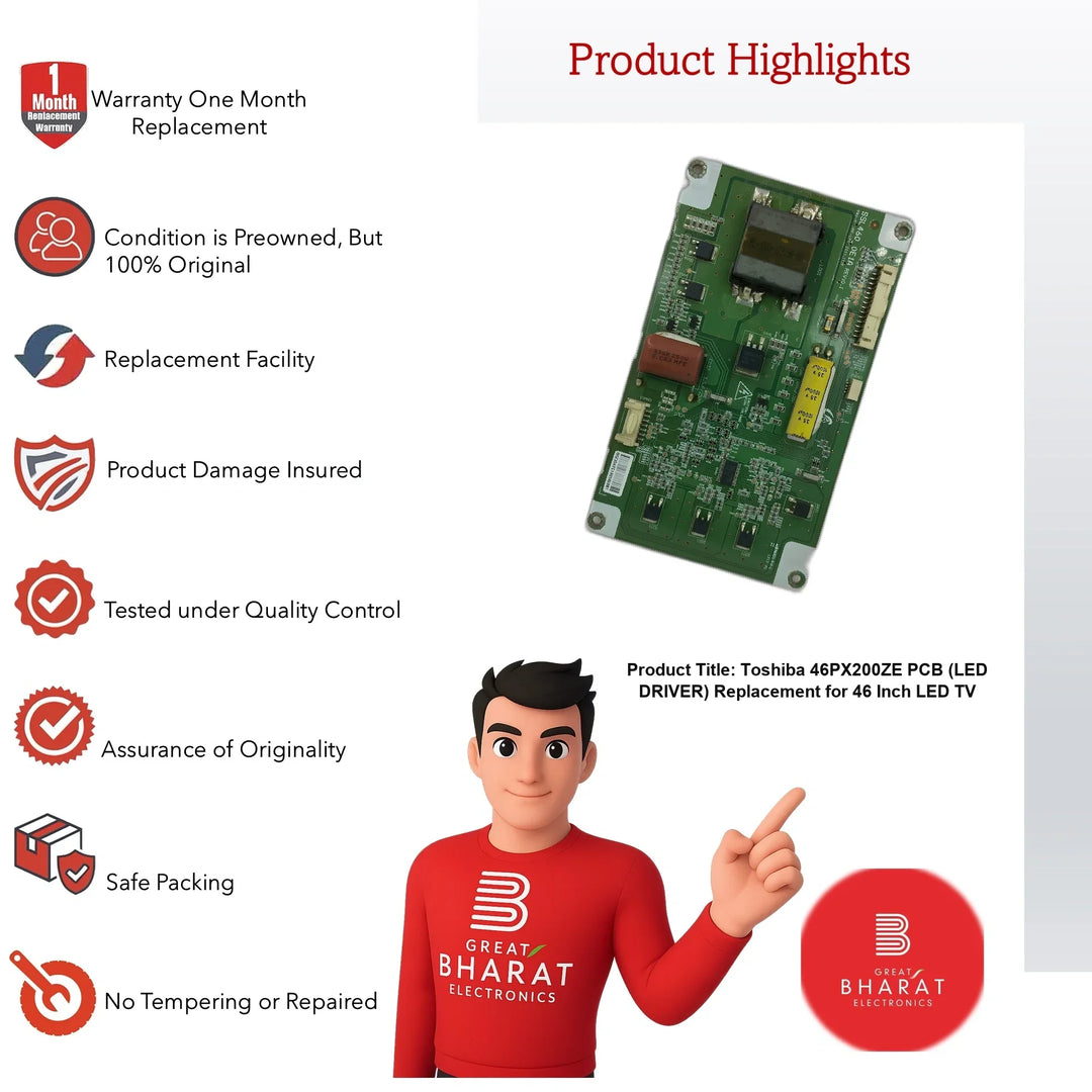 Toshiba 46PX200ZE PCB (LED DRIVER) Replacement for 46 Inch LED TV - Great Bharat Electronics
