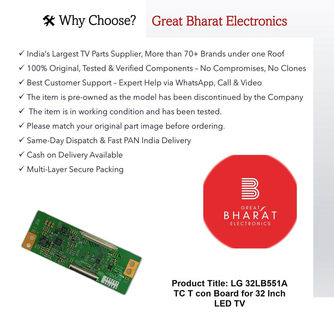 LG 32LB551A-TC T-con Board for 32 Inch LED TV - Great Bharat Electronics