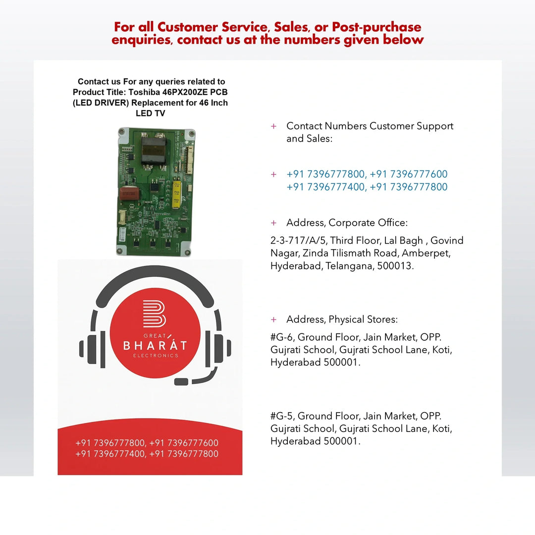 Toshiba 46PX200ZE PCB (LED DRIVER) Replacement for 46 Inch LED TV - Great Bharat Electronics