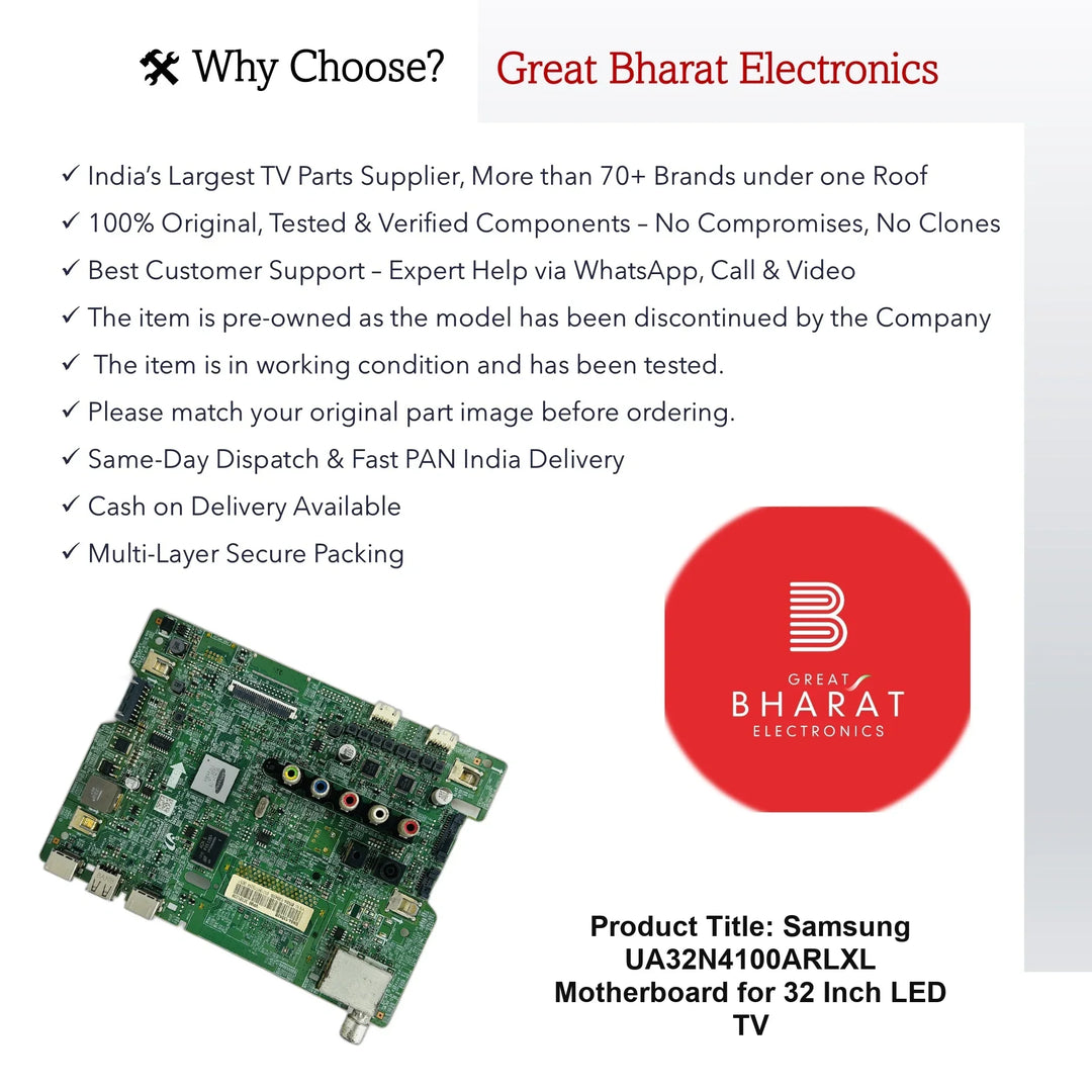 Samsung UA32N4100ARLXL Motherboard for 32 Inch LED TV - Great Bharat Electronics