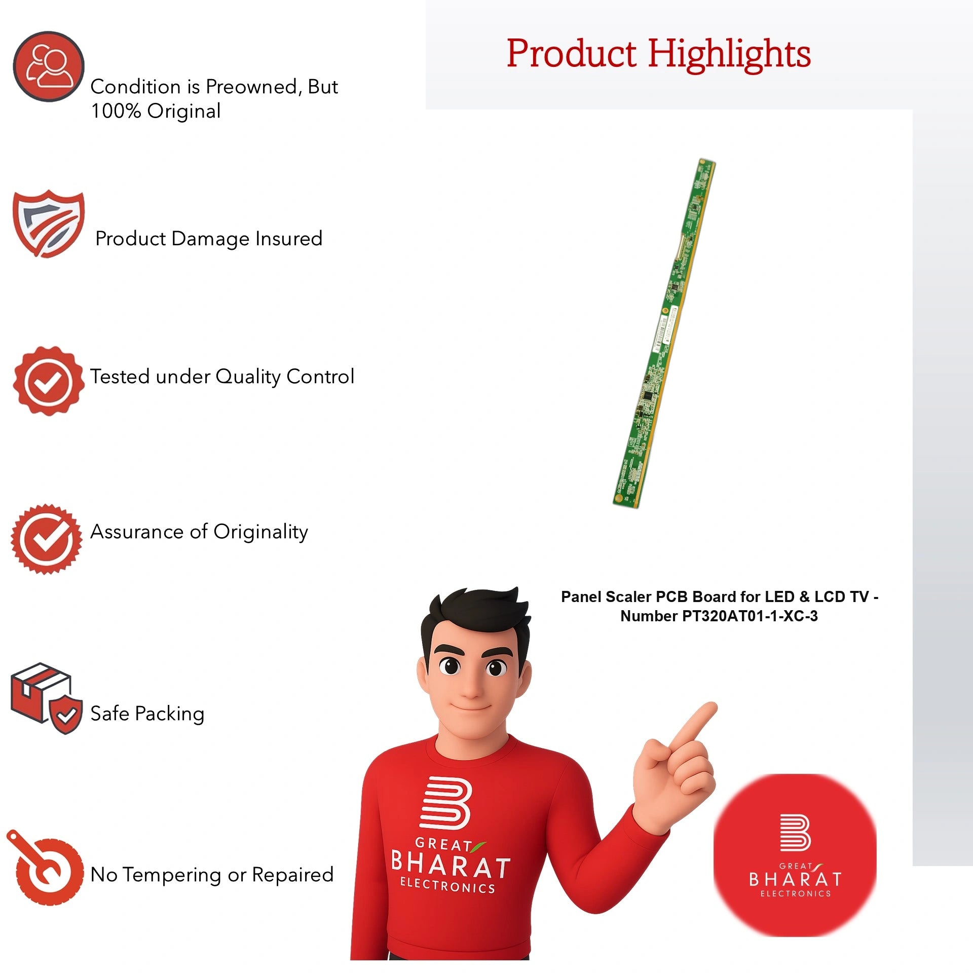 PCB Number PT320AT01-1-XC-3 LED TV Panel PCB Board, LED TV Scaler PCB Board