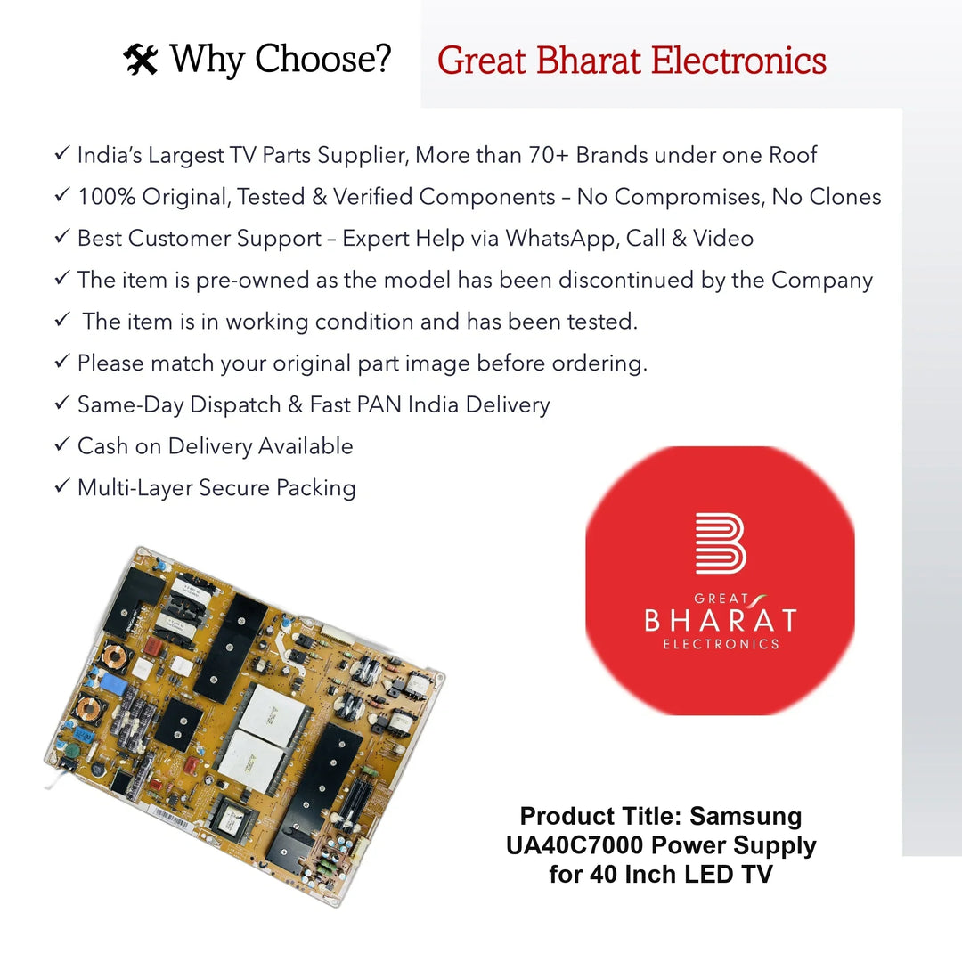 Samsung UA40C7000 Power Supply for 40 Inch LED TV - Great Bharat Electronics