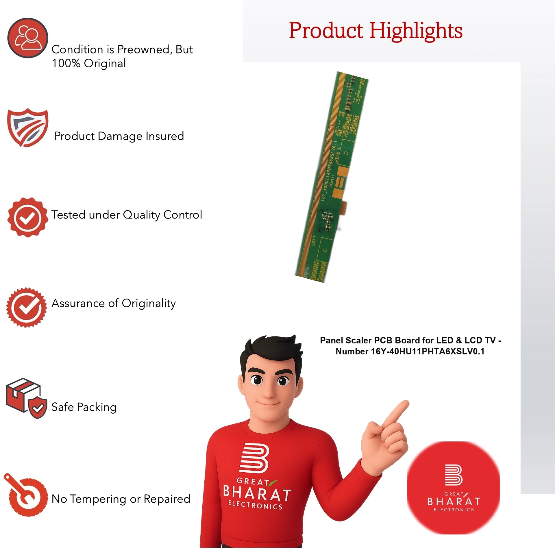 LED/LCD TV Scaler PCB Board - PCB 16Y-40HU11PHTA6XSLV0.1