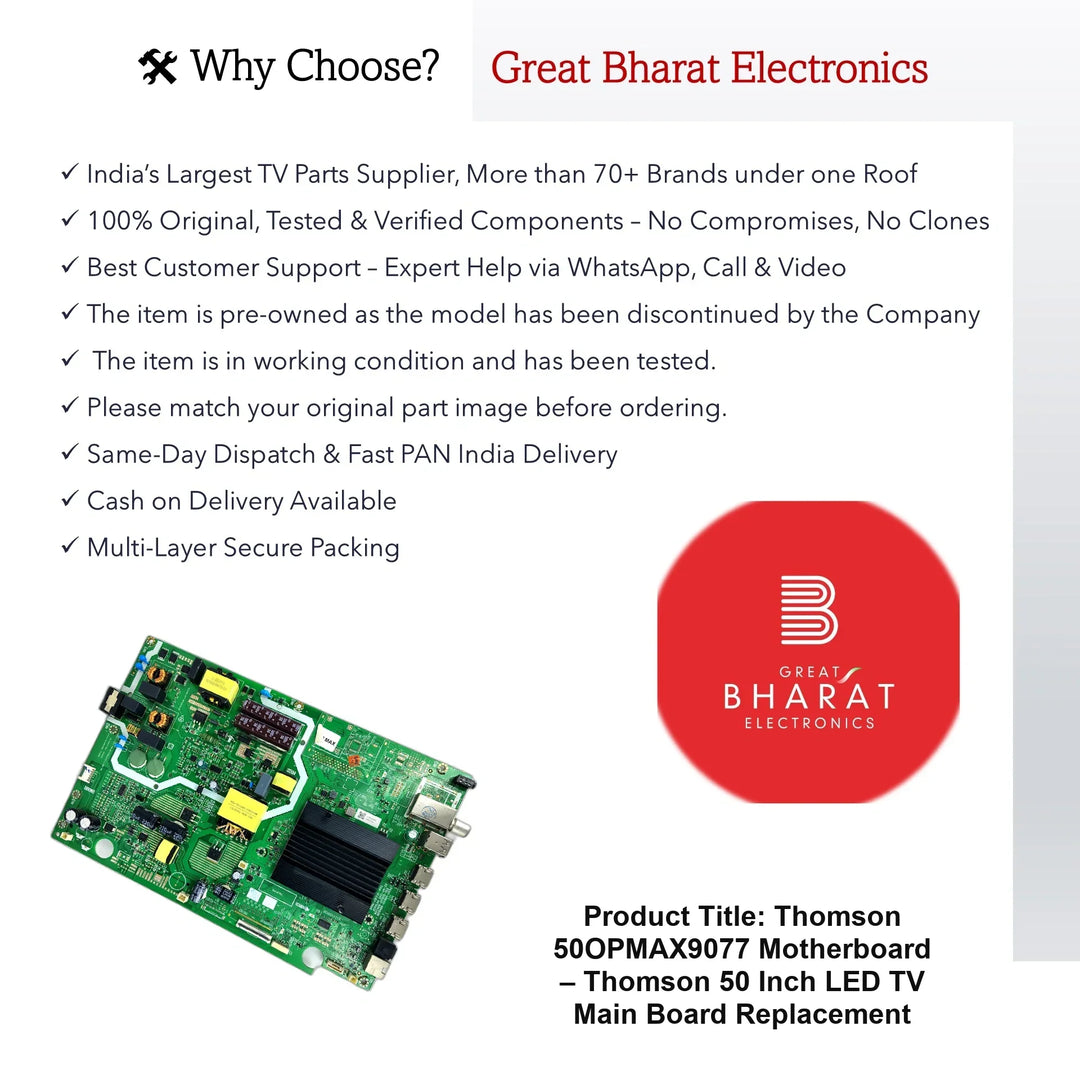 Thomson 50OPMAX9077 Motherboard – Thomson 50 Inch LED TV Main Board Replacement - Great Bharat Electronics