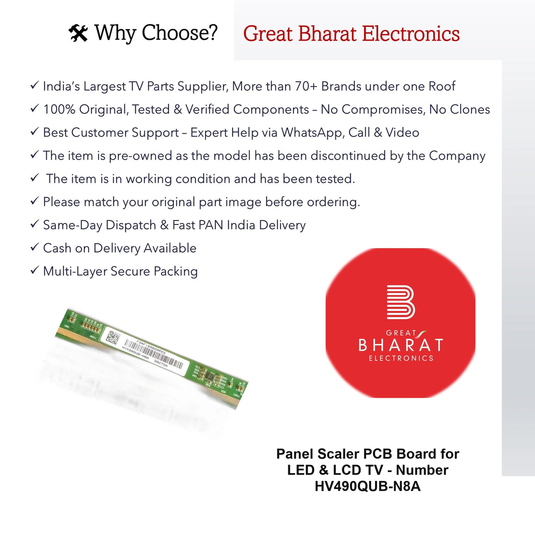 Panel Scaler PCB Board for LED TV - Number HV490QUB-N8A